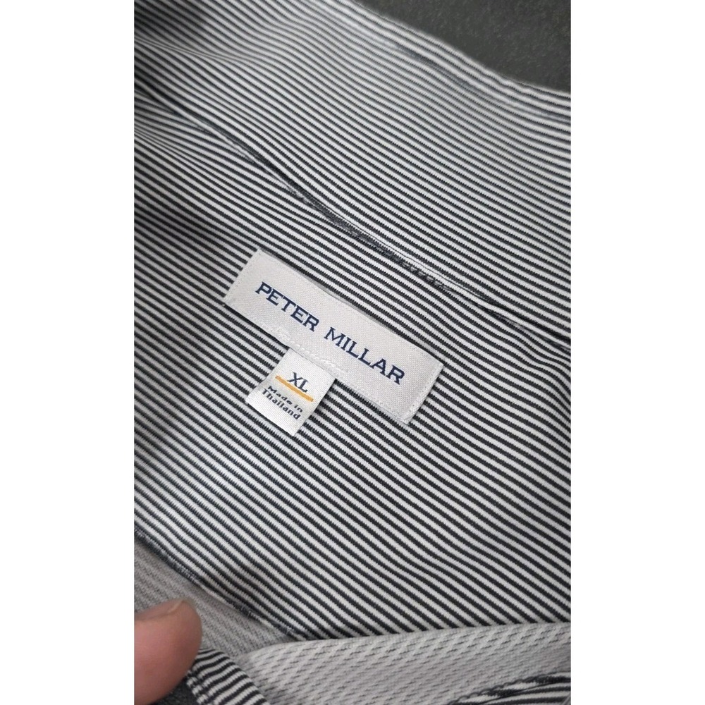 Peter Millar Iron Gray White Perth Sugar Stripe Performance Quarter-Zip Golf XL - Picture 9 of 11